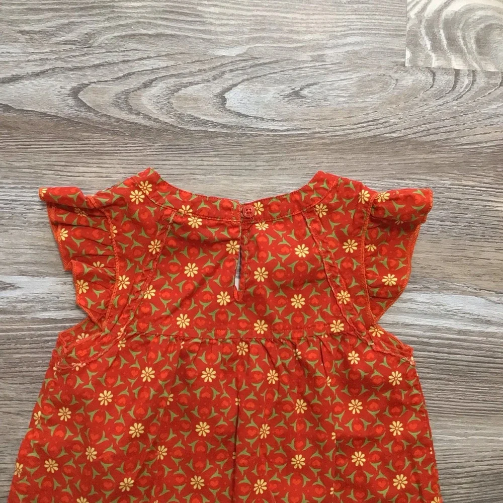 The Children’s Place Orange Floral Multicolor Cap Sleeve Casual Dress 3T